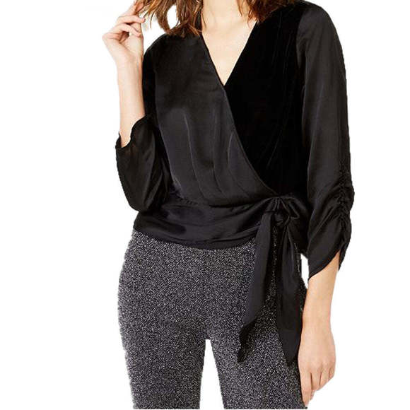 allbrand365 designer Womens Velvet Wrap Top - Picture 5 of 5